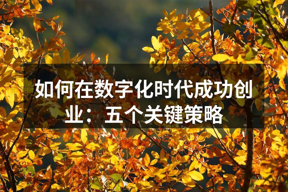 数字化时代的创业机遇